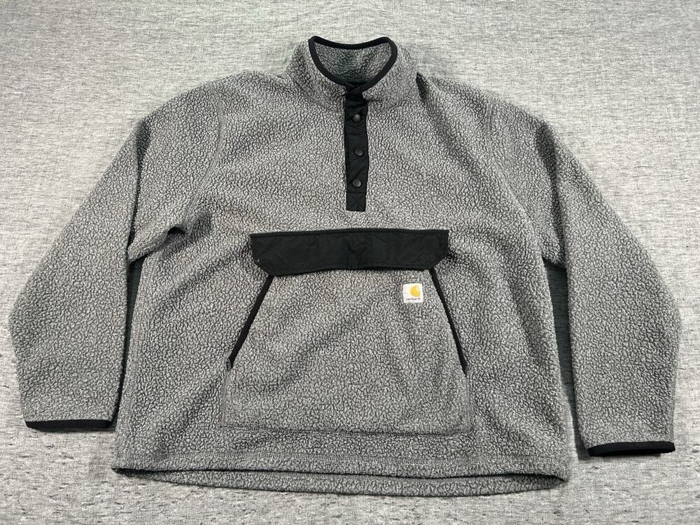 Carhartt 104991 Fleece Snap Front Jacket Mens Extra Large Relaxed Fit Pullover